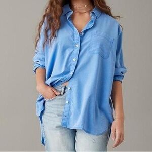 American Eagle Blue Button-Up Shirt